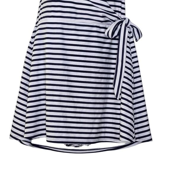 J. Crew Halter Wrap Swim Dress Size 8 Stripe Modest Swimsuit Swimwear - Picture 3 of 6